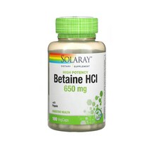 Solaray 베타인HCL 펩신 소화효소 650mg 100캡슐, 1통