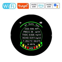 산소측정기 투야 와이파이 다기능 공기질 감지기 PM2, Black WIFI
