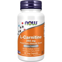 나우푸드 L-카르니틴 250mg 보충제 베지 캡슐 60정 카르티닌, 250mg 60정
