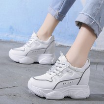 요나걸 여성 운동화 키높이운동화 두꺼운 밑창 메쉬운동화 굽높은운동화 깔끔한 스타일 심플한 디자인 엠보쿠션 여자운동화 + 양말증정