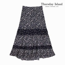 써스데이아일랜드 여성 패턴 믹스 맥시 티어드 스커트 T206MSK134W