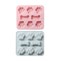 두빵펫 강아지 간식 만들기 틀 모양틀 재료 키트 발바닥 뼈다귀 실리콘 몰드 우유껌, 핑크