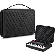 FINPAC 세미 하드 휴대용 케이스 for AKAI Professional MPK Mini MKII & MK3 & MPK Mini Play | Alesis V Mini 25 키 USB MIDI 키보드 컨트롤러 케이스(케이블 슬롯 포함) 비즈니스 여행용(블랙), Black