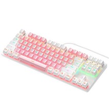 기계식 키보드 60 80 기계식 키보드 RGB 스위치 LED USB 기계식 게이밍 키보드 rgb 핫스왑, 14 x 4.9 x 1.57인치, ABS, 핑크 화이트