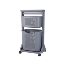 벨로비 틈새 이동식 빨래 바구니 트롤리 선반 2단, 그레이