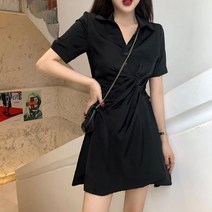 여성 데일리 편한 예쁜 반팔 주름 라인 원피스 치마 Q9878520ea