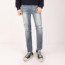 스타일에스 BJ 남자 빅사이즈 밴딩 워싱 데미지 청바지