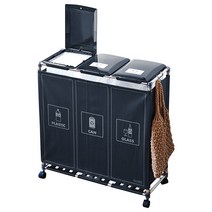 센스큐 [추가 선반 SET] 이지핏 리치 2구/3구/4구 다용도 가정용 분리수거함 (상단선반포함), 리치 3구 분리수거함 +추가선반, 블랙