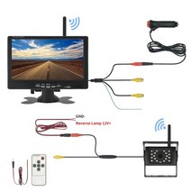 트럭후방카메라 Mjdoud 12v 24v 디스플레이 무선 7 인치 자동차 모니터 화면 트럭 버스 rv 트레일러 굴삭기 rearview 이미지 후면보기 카메라 186, 700w