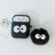 정녕마켓 먼지 프린트 TPU 에어팟 케이스 키링set(단품구매가능), 블랙, 먼지 프린트 에어팟케이스set(키링포함)