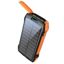 휴대용 태양 보조베터리 33500mAh 충전 C 마이크로 예비 배터리 아이폰 호환 Xiaomi 강한 LED 빛, 03 orange