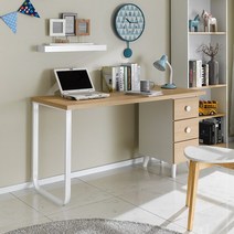 장인가구 큐브 1400 일자형책상 서랍형, 오크