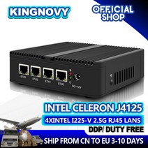 방화벽 기기 인텔 J4125 4 인텔 2.5GbE i225 LAN 포트 팬리스 미니 PC 네트워크 트웨이 부드러운 라우터 PC 지원 AES-NI, CHINA, Celeron J4125 + AU, No Ram No Storage