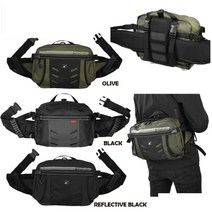 코미네 KOMINE 라이딩 바이크 힙색 투어링 백, REFLECTIVE BLACK