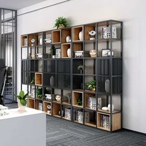 유럽 철제 가벽 파티션 카페 셀프인테리어 칸막이 만들기 사무실 책장 원목 수납장, 모델 A 60x25x180CM