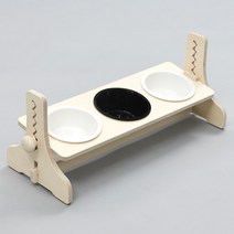 힐링타임 반려동물 높이조절 원목식탁 3구 (도자기/화이트&블랙) NH-352, 선택_단일상품