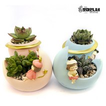 우주 행성 문 소녀 미니 화분 다육이 선인장 홈가든 인테리어 개업 선물 답례품, 2.행성소녀 블루