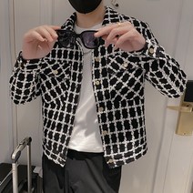 남성 블랙앤화이트 체크 자켓