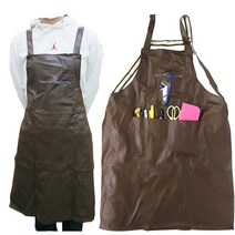 앞주머니 심플 공방공예 레더 앞치마 에이프런 커버 카페 바리스타 브라운