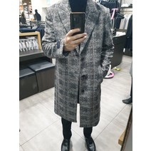 바쏘옴므 그레이 글렌체크 이태리 수입원단 모혼방 체스터코트 WSV4CJ33A
