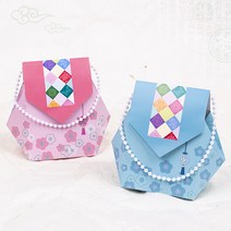 조각보 복주머니, 1.하늘, 비즈스티커&꽃비즈