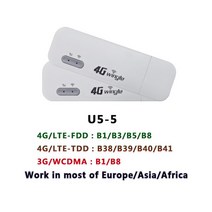 4G FDD TDD LTE USB 와이파이 모뎀 라우터 네트워크 어댑터 동글 포켓 핫스팟 무선 3G WCDMA UMTS, u5-5 black