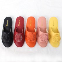 고급 가죽실내화 국화봉합 여성 실내슬리퍼 레자 거실화 6color, 4.핑크