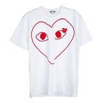 [꼼데가르송] 하트 로고 반팔 티셔츠 P1T100 WHITE