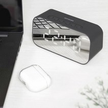 블루투스 라디오 온도계 멀티 인테리어 스피커 탁상시계, 블랙 STBT-MS100