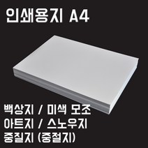 영신종이도매센터 인쇄용지 A4 백상지 모조지 아트지 스노우지 중질지, 백상지_150g_A4_125매, 1팩