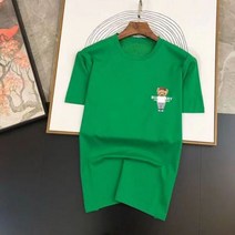 남자 반팔 티셔츠 남성 머슬릿 반팔티 여름 럭셔리 브랜드 코튼 글자 곰 프린트 여성 플러스 사이즈 티