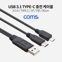 Coms USB 3.1 C타입 충전 전용 케이블 Y형 30cm, 쇼핑탐구자 본상품선택, 1개