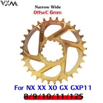 자전거 크랭크암 VXM 자전거 크랭크셋 Al 7075 CNC 32T 34T 36T 38T Sram XX1 XO1 GX X9 mtb 부품용 좁은 와이드 체인링 체인휠, 04 Offset 6mm Yellow_05 36T