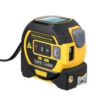 스마트 줄자 3in1 레이저 거리 측정기 5m 눈금자 백라이트 거리 측정기가있는 lcd, 노란색-60m