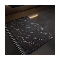 Motriq 규조토 목욕 매트 SGS 안전 취득 수분을 흡수 천연 소재로 욕실을 청결하게 유지 규조토의 속건성으로 언제든지 편안 방취 미끄럼 방지, 60X40X0.4CM, 대리석 무늬 - 블랙