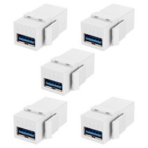 TNP USB 3.0 키스톤 잭 커플러 인서트 스냅인 암컷 골드 도금 커넥터 소켓 어댑터 포트 벽 플레이트 콘센트 패널 3 초고속 및 2.0 호환 가능 (화이트), 5 Pack