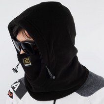 GRS 겨울 후드넥워머 남성 여성 루즈핏 목 얼굴 보온 방한 넥워머, 검정
