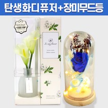 탄생화 디퓨저 선물 세트 10월 탄생화 카라 + 장미 무드등 남자 친구 여자 친구 남사친 여사친 선생님 직장동료 생일 집들이 결혼선물 실내 디퓨저 실내 방향제 디퓨져, 레몬그라스, 블루, 500ML