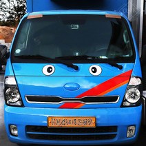 JS automotive 화물차 눈알 대형 스티커 트렁크 전면 후면 데코, 동그란눈_중형_검은테두리