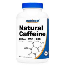 뉴트리코스트 네츄럴 카페인 200mg 250캡슐 1병 1서빙 200mg 250회분 Natural Caffeine [200 MG] [250 CAPS], 1개 x 1병, 250정