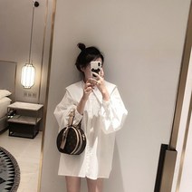 WZC 봄가을 하프 남방 셔츠 카라 체크 스트링 오버핏 숏상의 빅사이즈여성의류 M~4XL