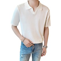 피그버니 오픈 카라 반팔 비스코스 니트 티셔츠
