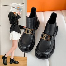 작은 가죽 신발 여성 하이 탑 신발 새로운 말 타이틀 버클 영국 캐주얼 발 여성 짧은 부츠 로퍼 여성