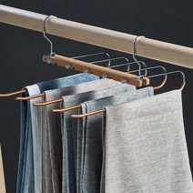 러브트리스 논슬립 5단 원목 접이식 바지걸이 B타입, 1개, 실버