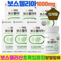 고함량 차세대 보스웰리아 2세대 복합추출물 AKBA KBA 인도산 뉴질랜드초록홍합 우슬추출물 복합물 보스웰릭산 분말 65% 관절 연골 무릎 가루 보스웰니아 식약처인증 보스웰리아정, 60정 x 12(12개월분)