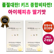 우리 아이 딸기맛 종합 비타민 미네랄 아이해피츄 프리미엄 어린이 키즈 유아 용 멀티 비타민제 영양제 성장 발육 도움 되는 초등학생 아연 칼슘 영양소 영양 섭취 면역력 어린 +알약통, 2통(120정) 2개월분 *할인 [-10200원]