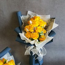 [나비정원 장미] 7-15송이 비누꽃다발 로즈데이 성년의날 부부의날 여자친구선물 생일 부모님선물 노란장미 어버이날, 15송이