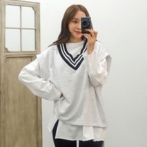 브이넥 코튼 박스 오버핏 베스트 조끼
