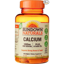 선다운Sundown Naturals 액체 충전 칼슘 1200mg 소프트젤 - 60정 4팩 뼈건강 치아건강 다이어트효과 트롬빈형성 지방감소