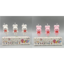 /국내배송/귀여운 리본토끼초 레터링 케이크 생일 케이크 대량판매 1팩/24팩/10팩(3개입), 24팩, 믹스(화이트+핑크))